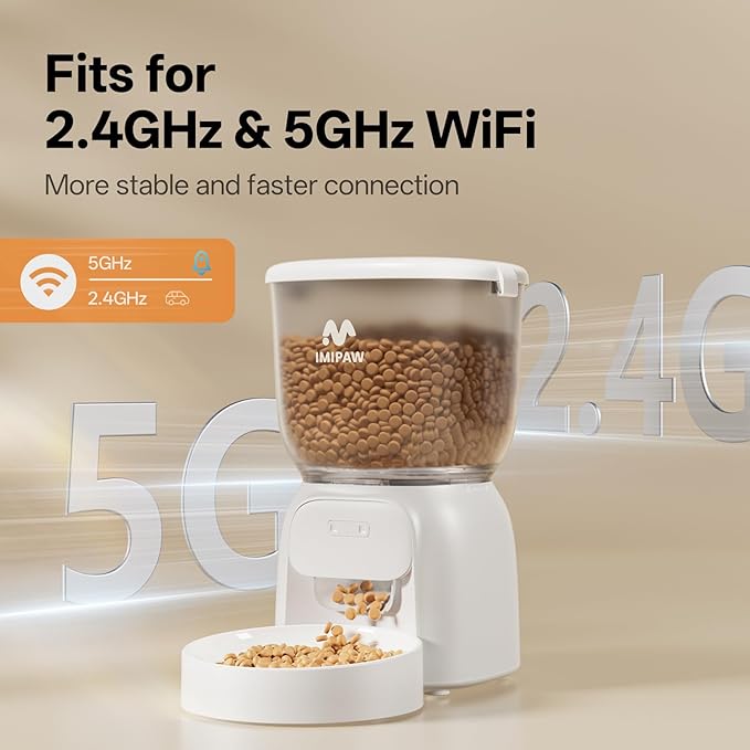 Automatic Cat Feeder WiFi: 5G Smart Auto Pet Feeder with App Remote Control- Timed Feeding Cat Food Dispenser with Airtight Lock-Fresh- Easy to Clean& Dual Power Supply 1-10 Meals per Day