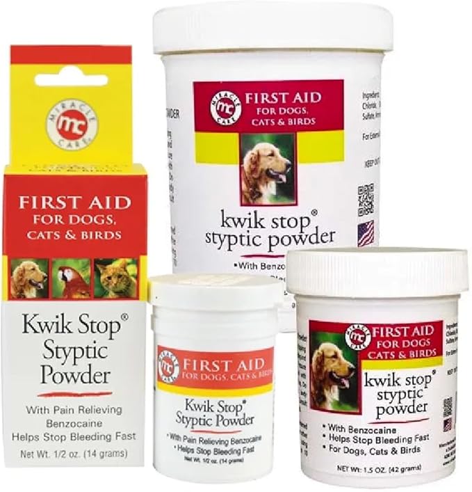 Styptic Kwik Stop Dog Cat Bird Ferret Helps Stop Bleeding Fast Powder Gel Pads or Swabs (Groomer's Kit)