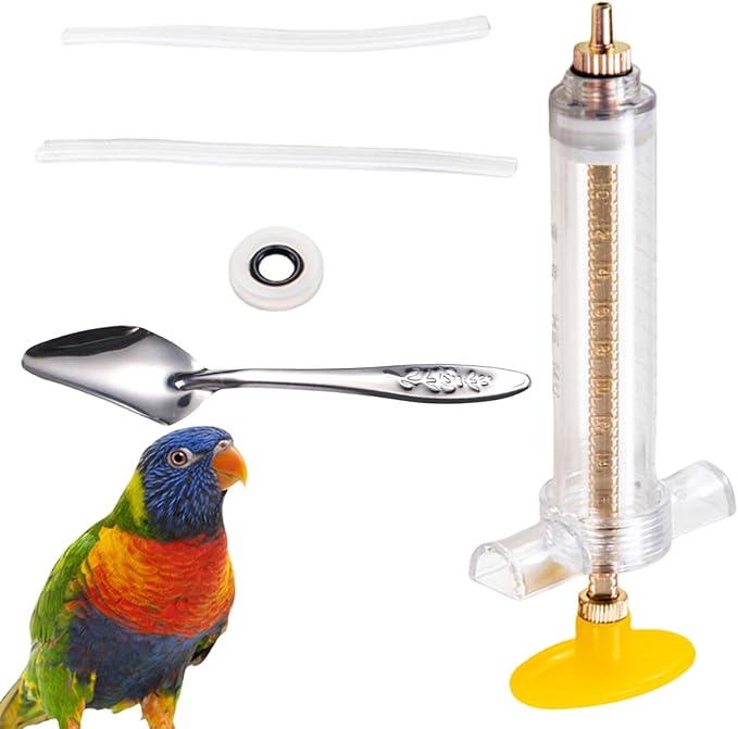 Baby Bird Feeding Syringe Set, Small Pet Parrot Feeding Tubes for Birds, Hand Feeding Tubes Kit Parrot Feeder Food Feeding & Watering Supplies for Small Pet Baby Birds (20ML)