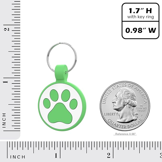 WhoseID QR Code Cat Tag, Modifiable Pet Online Profile Page, Multiple Emergency Contact, Silent Silicone, Lightweight, No Jinging, Collar Accessories, QR Cat ID Tag (Small Breeds - 1", Green)
