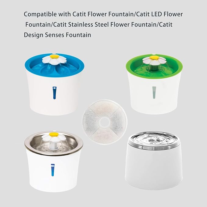 6 Pack Cat Water Fountain Filters for Catit, Triple Action Replacement Filters for Catit Flower Fountain and Catit Stainless Steel Fountain