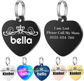 Personalized Dog Tags, Stainless Steel Pet Tags Personalized Cat, Collar Charm Engraved on Both Sides, up to 4 Lines of Custom Text, Multiple Patterns Colors Size Options (Crown, Large)