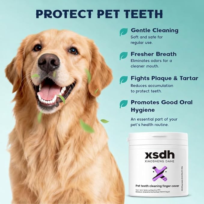 Dog Dental Wipes for Dogs & Cats – Dog Teeth Cleaning Wipes, Finger Toothbrush for Dogs, Removes Plaque & Tartar, Dog Breath Freshener, Dental Care Wipes, Pet Dental Care