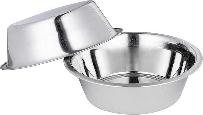 Stainless Steel Dog Bowl 2-Pack Metal Food and Water Dish (8.8" inch Outer Diameter) Pet Feeder Replacement Bowls Dishwasher Safe, Easy to Clean (7.8 Cups)