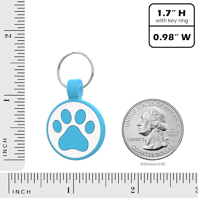 WhoseID QR Code Cat Tag, Modifiable Pet Online Profile Page, Multiple Emergency Contact, Silent Silicone, Lightweight, No Jinging, Collar Accessories, QR Cat ID Tag (Small Breeds - 1", Blue)