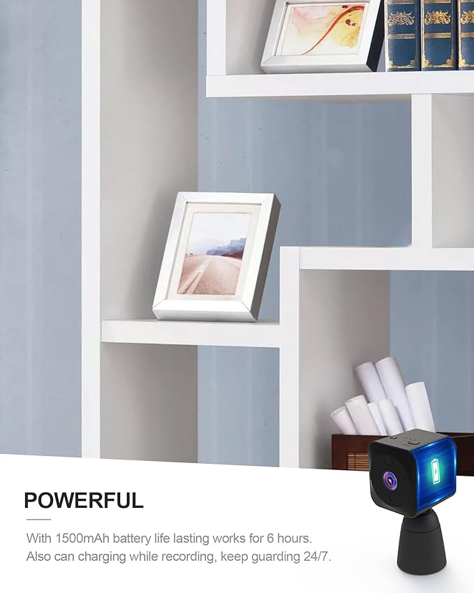 4K HD Indoor Camera for Indoor Security with App Control Motion Detection & Night Vision Wireless WiFi Rechargeable Pet Camera for Home/Office 24/7 Cycle Save Video Only (4K)