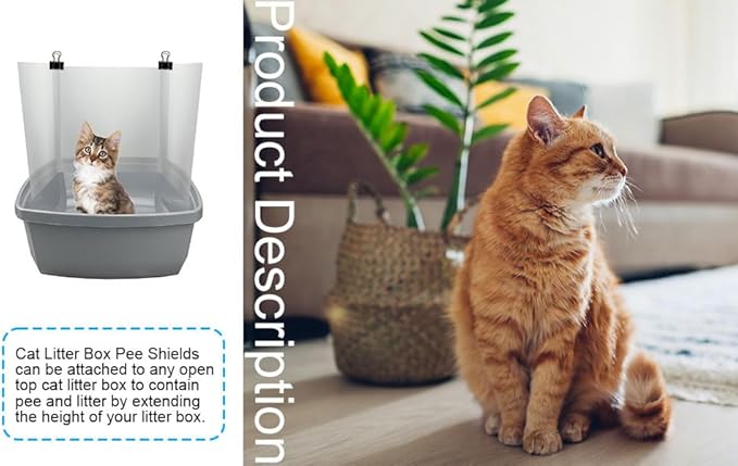 6 Pcs Cat Litter Box Pee Shields, Easy Clean Anti-Splashing Flexible High Side Litter Pan Cat Pee Shields- Litter Box Not Included