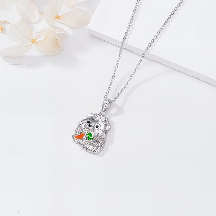 Guinea Pig/Raccoon/Butterfly/Panda/Hummingbird/Giraffe/Rabbit Necklace 925 Sterling Silver Animal Pendant Jewelry Gift for Women Mom