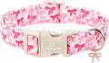 Maca Bates Pink Bow Basic Dog Collar with Cute Sailor Bowtie Charm for Medium Girl Dogs, Girly Bows Gingham Pattern,Feminine Style Adjustable Durable Soft Collars Birthday Gift for Female Puppy
