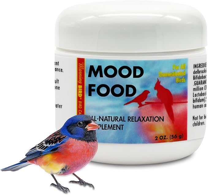 Morning Bird Mood Food 2 oz – Natural Calming Supplement for Birds – Non-Sedating Formula – Helps Reduce Stress, Aggression & Feather Plucking – Gentle Support with Amino Acids & B Vitamins