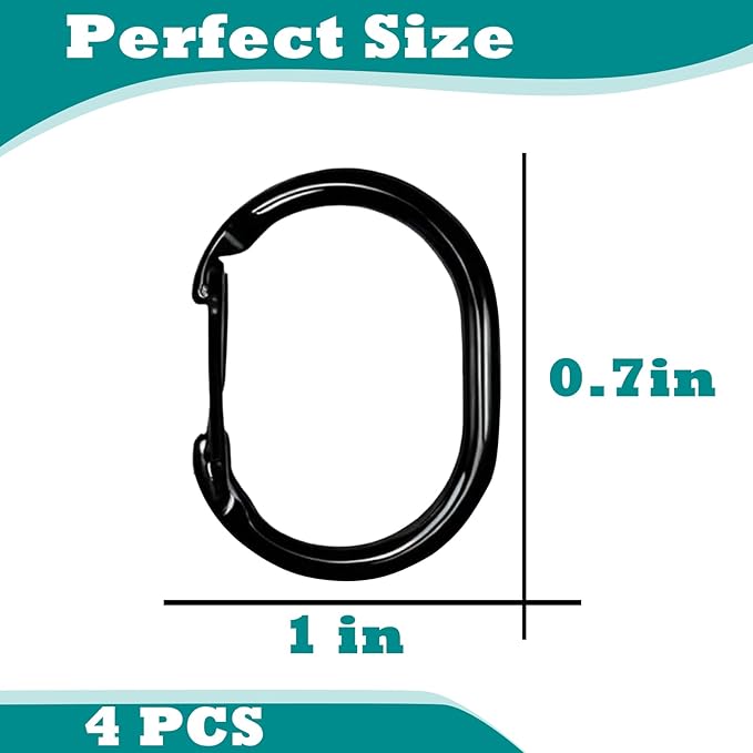 4 PCS Stainless Steel Pet Tag Clips, Strong Quick Clip for Dog & Cat Collar ID Tags Holder (Black)