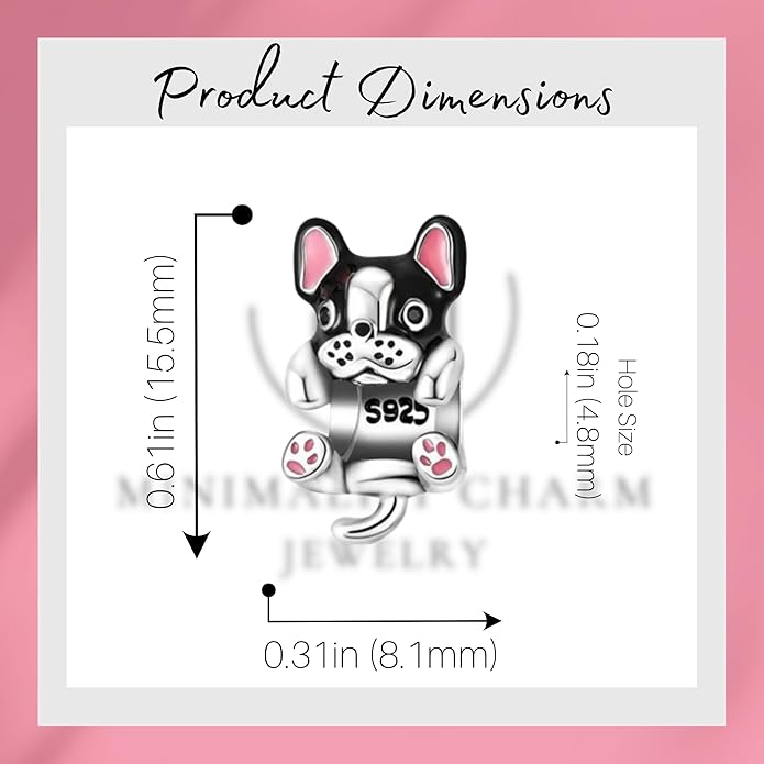 Pet Charm, Cute Dog Charm, Animal Dangle Charm, Sterling Silver Charm, Gift For Women, Friends, Wife, Mother, Christmas, and Halloween, Compatible With Pandora