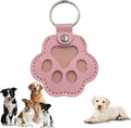 Pet Keychain Refillable Paw Shaped Leather Fur Keepsake Pet Paw Print Dog&Cat Hair Storage Collector Memorials & Funerary Passing Away Loss Sympathy Gifts (Pink)