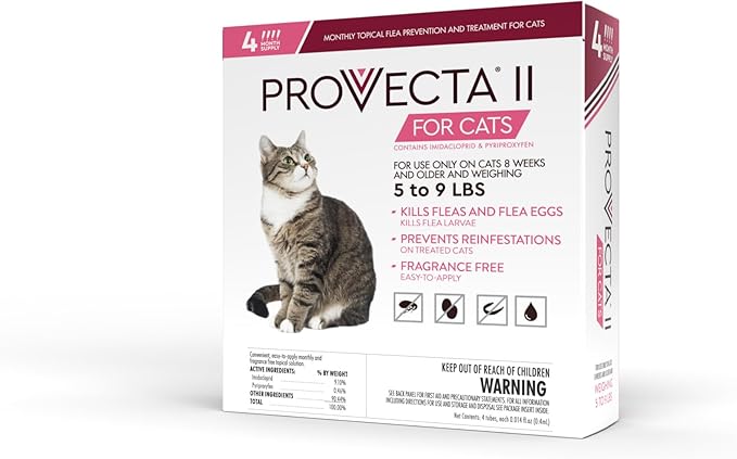 PROVECTA® II for Small Cats (5–9 lbs) Flea and Tick Topical Treatment, 4-Month Supply
