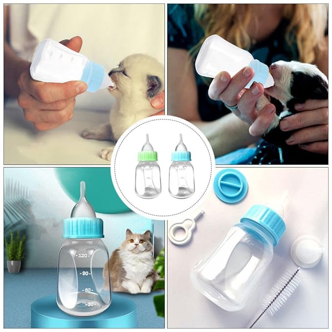 Mipcase Puppy Bottles for Nursing Set 2-Pack 4Oz Lightweight Pet Feeding Bottles Kit with Precise Scale for Hand-Feeding Puppies Kittens and Newborn Small Animals