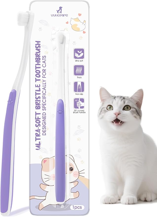 Cat Toothbrush for Daily Teeth Cleaning & Oral Care – Soft Bristle Dental Brush with Compact Head, Gentle for Cats & Kittens, Easy Daily Brushing Tool, Loved by Vets and Fur Babies
