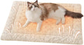 Self Warming Cat Bed Mat, Washable Self Heating Cat Mat, Extra Warm Thermal Pet Pad with Non-Slip Bottom, Soft Plush Faux Fur for Indoor Pet Sleep Cushion, 23x15 Inch Beige