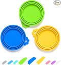 WePet Pet Food Can Covers, Silicone Lids, BPA Free, Dishwasher Safe, Fit Most Standard Size Canned Cat and Dog Food, 3oz/5.5oz/12.5oz/13.2oz, Golden Yellow/Lime Green/Royal Blue