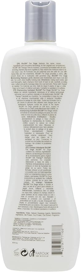 BioSilk Silk Therapy Moisturizing Shampoo for Dogs - Best Dog Shampoo for Pets with Dry, Itchy, or Sensitive Skin, Gentle Dog Wash, Essential Grooming Supplies, 12 Fl Oz - 2 Pack