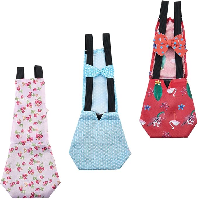 CREATCABIN 3Pcs 3 Styles Pet Duck Diapers Chicken Diaper Polyester Washable Waterproof Adjustable Reusable Duckling Clothes Accessories with Bow Tie for Indoor Chickens Birds Supplies 12.2 x 5 Inch