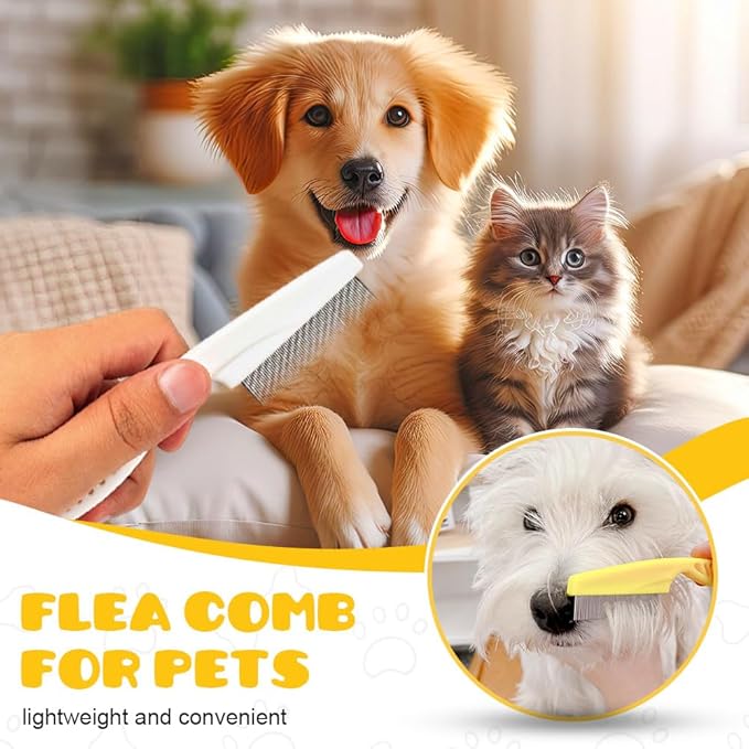 Multifunctional Pet Comb,2 Pack Pet Hair Comb Tear Stain Removal,Eye Comb for Dogs and Cats,2 in 1 Massage Dual-Sided Comb for Knots Crust Floating Hair Tangle Fleas (White)