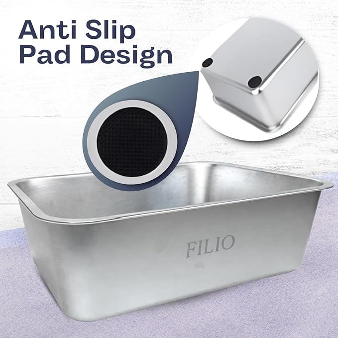Stainless Steel Litter Box, Non Stick litterbox, Metal Litter pan, Litter Box Steel, Metal cat Box, Steel litterbox, Kitty Litter pan, Stainless Steel tub (Medium)