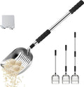 Cat Litter Scoop, Metal Litter Scooper with Deep Shovel, Scooper Long Handle Detachable Components Stainless Litter Scooper，Large Durable Cat Litter Shovel with Foam Pad Grip(Silver Color)