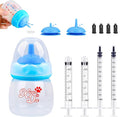 Pet Feeding Bottle and Syringes,60ml Nursing Bottle, 3 Sizes Nipples with Ventilation Valve Resistant Tearing Perfect for Puppies, Kittens, Small Wildlife (Blue)
