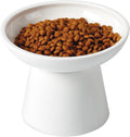 LoeJan Elevated Food and Water Bowls Set, Extra Wide and Raised Ceramic Feeder, Anti-Vomit Whisker-Free Pressure Cat Feeding Bowl for Kittens Adult Cats Small Dogs (White, Food Bowl)