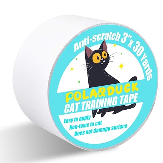 Polarduck Anti Cat Scratch Tape: 3 inches x 30 Yards Cat Training Tape 100% Transparent Clear Double Sided Cat Scratch Deterrent Tape Furniture Protector for Couch, Carpet, Doors, Pet & Kid Safe