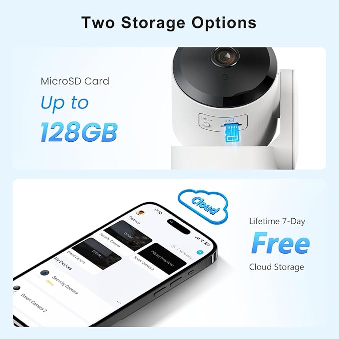 2K Pan-Tilt Indoor Security Camera, 360° Pet/Dog Monitoring, Motion Tracking, Night Vision, 2-Way Audio, Motion Alerts, Compatible with Alexa & Google Assistant (2.4GHz & 5GHz)
