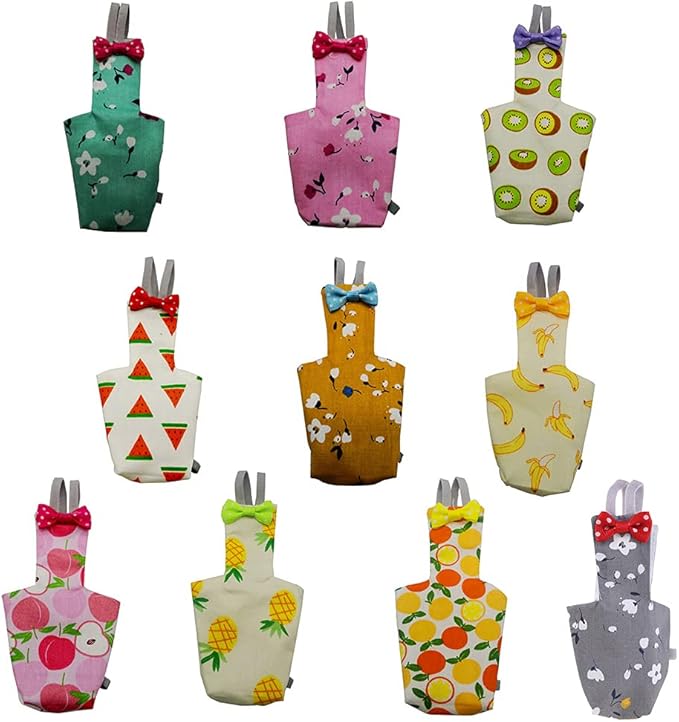 Parrot Diaper with Bowtie Cute Colorful Fruit Floral Cockatiel Pigeons Small Large Pet Birds Flight Suit Clothes Bird Toys Parrot Toys for Large Birds Parrot Cage Bird Cage Accessories Parrot