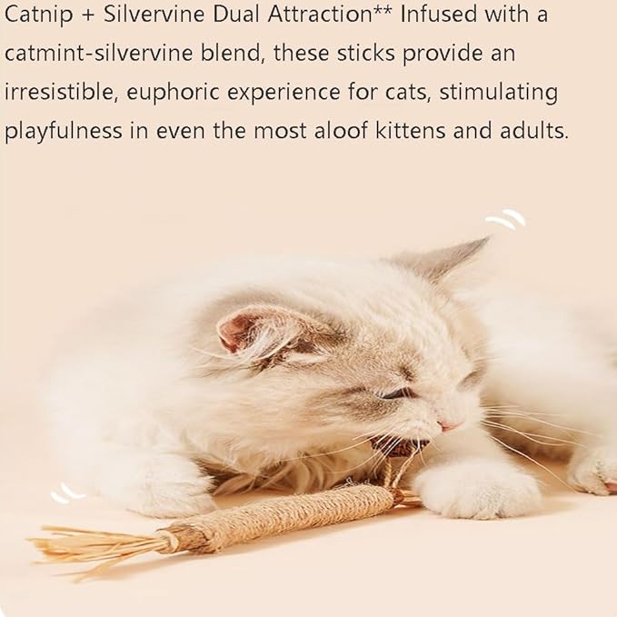 Vintage & Haven 3 Pcs Natural Silvervine Sticks Cat Toys, Catmint Silvervine Blend Sticks, Kittens Chew Toys for Teeth Cleaning, Matatabi Dental Care Cat Treat, Consumable Kitty Lick Toys (3 Pcs)