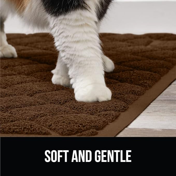GORILLA GRIP Cat Litter Box Mat, Water Resistant, US Designed Kitty Litter Trapping Mats, Easy to Clean, Scatter Control, Less Mess and Clean Floors, Kitten Supplies for Indoor Cats, 24x17 Brown