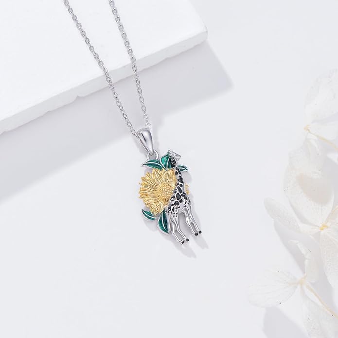 Guinea Pig/Raccoon/Butterfly/Panda/Hummingbird/Giraffe/Rabbit Necklace 925 Sterling Silver Animal Pendant Jewelry Gift for Women Mom