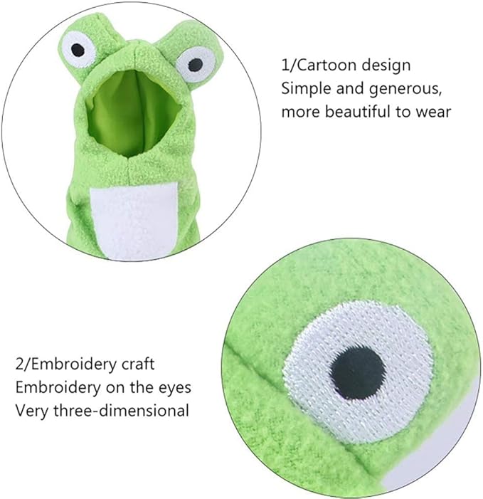 Sun Conure Bird Diaper Flight Suit Frog Shape Hoodie Cosplay Photo Prop for Parrots African Greys Parakeet Cockatiel, Bird Hoodie Small Animals Apparel (S)