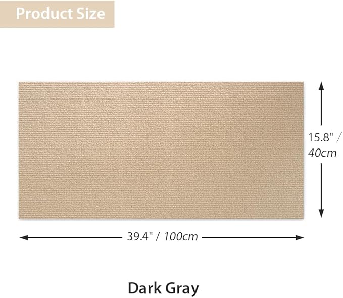 NATUYA Cat Scratcher Mat, 39.4"x15.8" Trimmable Cat Carpet Replacement for Cat Tree Shelves, Self-Adhesive Cat Couch Protector, Easy Use for Wall Furniture and Scratcher Posts, Khaki