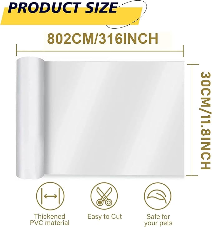 Anti-Cat Scratch Furniture Protector, Flexible Sticky Couch Corner Guard, Thicken Vinyl Cat Scratch Tape (316" x 11.8")