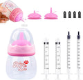 Pet Feeding Bottle and Syringes,60ml Nursing Bottle, 3 Sizes Nipples with Ventilation Valve Resistant Tearing Perfect for Puppies, Kittens, Small Wildlife (Pink)