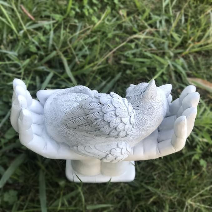 Personalized Memorial Cat Angel Tribute Statue with in God's Hands, Pet Cat Grave Marker Headstone Memorial Garden Stones-Customizable Name and Date…