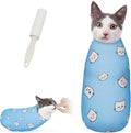 Cat Wrap for Cutting Nails, Self-Adhesive for Grooming, Anti-Scratch Cat Swaddle Wrap for Medicine, Nail Clipping, Teeth Brushing, Ear Cleaning