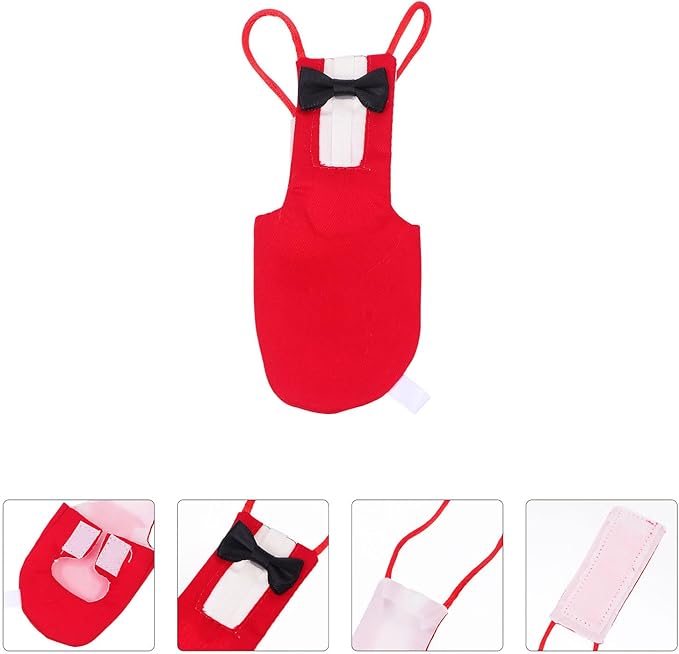 SUPVOX Parrot Bird Diaper Flight Suit with Bowknot Red Small Pet Bird Apparel for Parakeets and Cockatiels for Outdoor Training and Travel