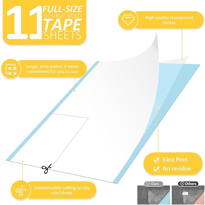 XMZCYMyo Anti Cat Scratch Furniture Protectors, 11PCS Cat Scratch Deterrent Tape, Couch Corner Protectors for Cats, Double Sided Sofa Anti Scratching Sticky Tape