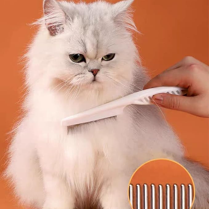 Multifunctional Pet Hair Comb, 2023 New Magic Pet Comb Dog Combs for Grooming, Stain Tear Removal Comb Stainless Steel Fine-Tooth Grooming Massage Comb for Dog Cat (1 Pair, Pink)