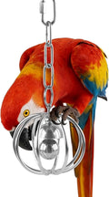 Heavy-Duty Stainless Steel Bird Toy for Parrots, Durable Hollow Foraging Ball with Detachable Chain, Chew-Proof Parakeet Training Toys for Macaws, Amazons, Eclectus, African Greys, Cockatoos
