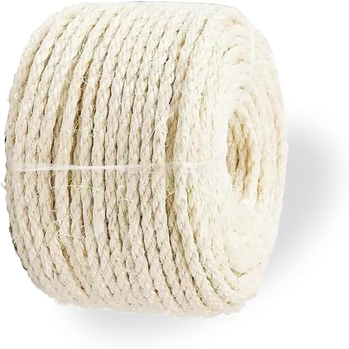 Natural Sisal Rope for Cat Scratcher Replacement, Durable Cat Tree Post Repair Cord for DIY Projects, Climbing Towers, Furniture Protection, Scratch Pad, Crafts, Garden, and Home Décor Use