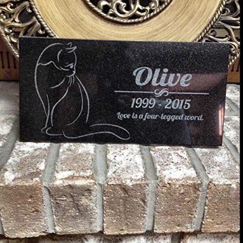 Cat Memorial Personalized Black Granite Stone 12 X 6 Bereavement in Memory Loss of Pet Cat Garden Stone