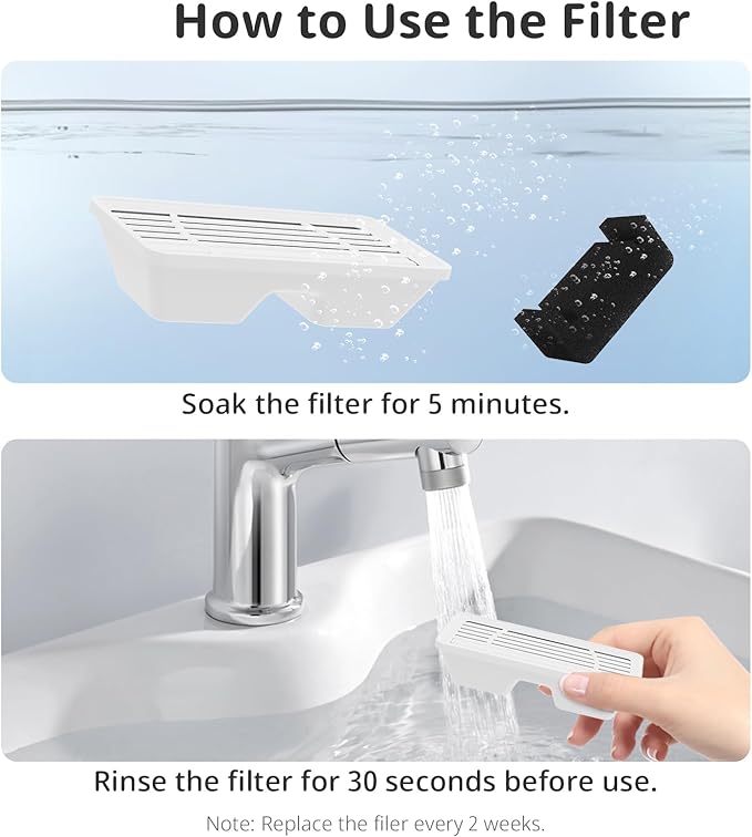6 Pack Dog Water Fountain Filters for 170oz/5L Pet Water Dispenser Fountain Filters, Multiple Filtration Dog Water Filter Replacement(6 Filters+ 6 Sponges)