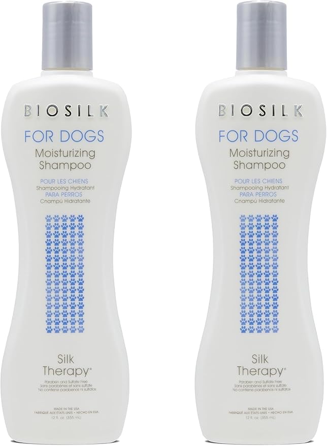 BioSilk Silk Therapy Moisturizing Shampoo for Dogs - Best Dog Shampoo for Pets with Dry, Itchy, or Sensitive Skin, Gentle Dog Wash, Essential Grooming Supplies, 12 Fl Oz - 2 Pack