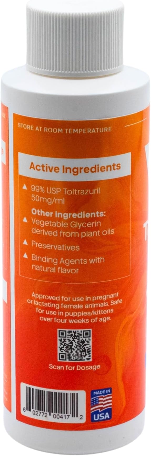 Toltrazuril 5.0% for Horses, Dogs, Cats, 120mL/4 Ounce, for Non-Food Chain Animals, Chicken